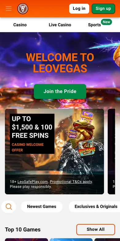 LeoVegas on a phone