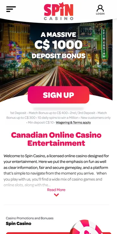 Spin Casino on a phone